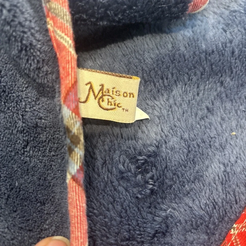 Maison Chic Puppy Dog‎ Baby Blanket Baby Blue 28x30 Lovey Plaid Red Navy Dark