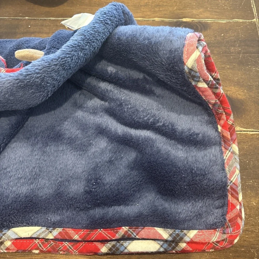 Maison Chic Puppy Dog‎ Baby Blanket Baby Blue 28x30 Lovey Plaid Red Navy Dark