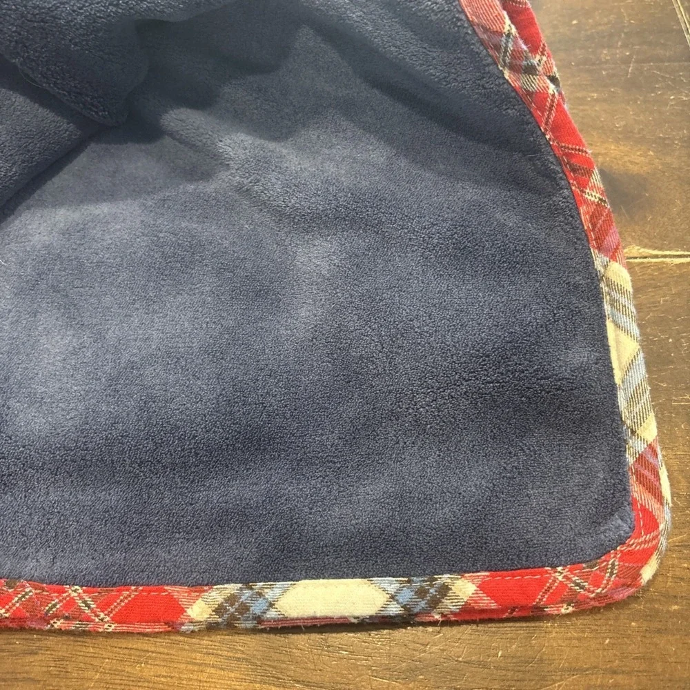 Maison Chic Puppy Dog‎ Baby Blanket Baby Blue 28x30 Lovey Plaid Red Navy Dark