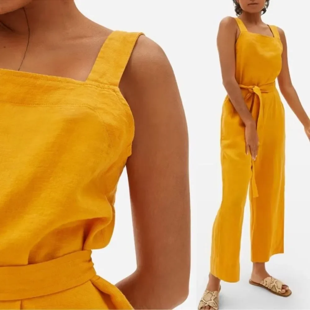 Everlane Square Neck 100% Linen summery sleeveless Jumpsuit size 00 xxs