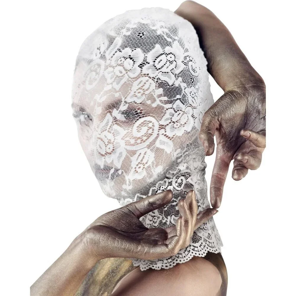 🆕Women White Lace Hole Face Mask Gothic Sexy Halloween Spandex Cosplay Mask