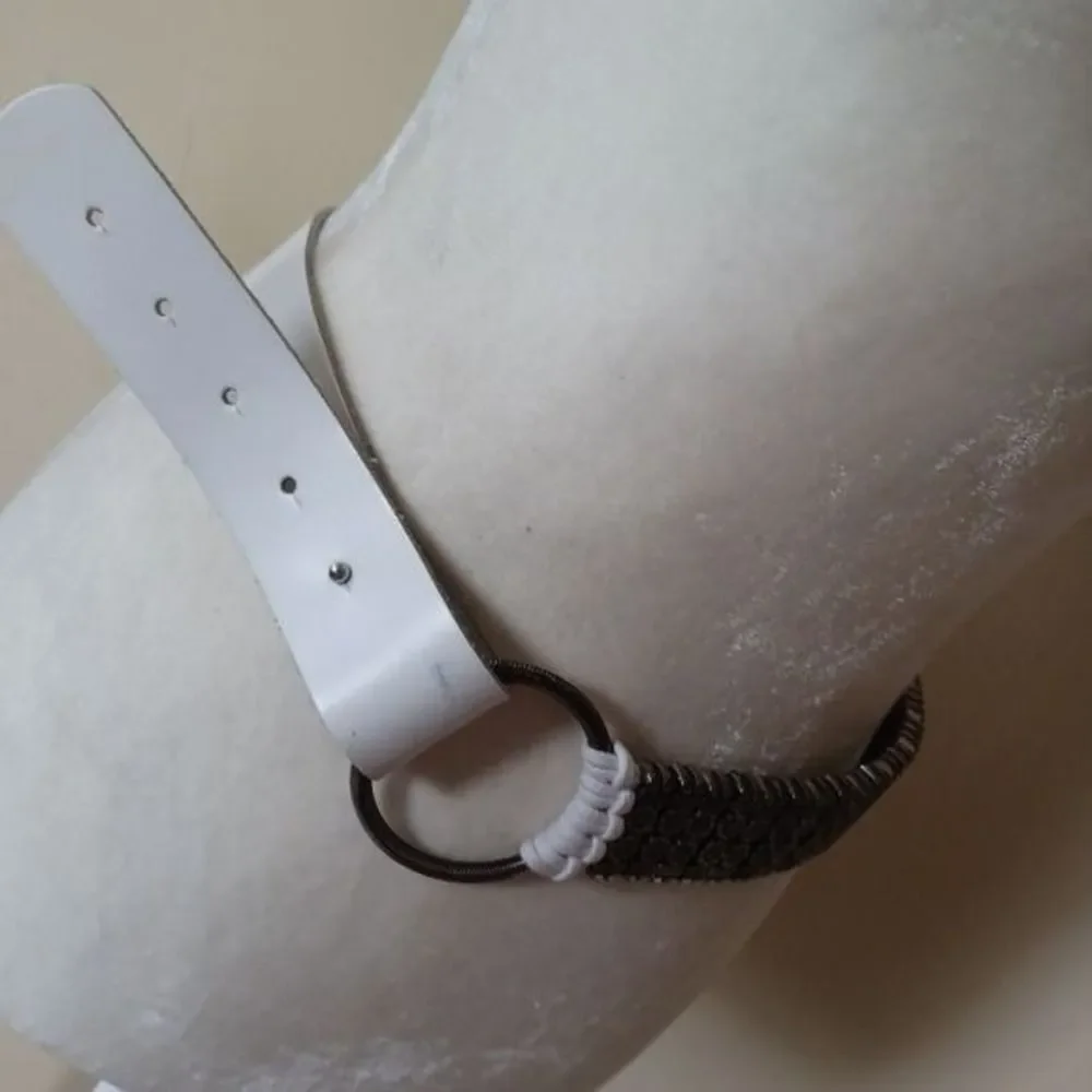 Antoniazzi Firenze Sz L White Leather Belt Boho Artsy Cowgirl Western Modernist
