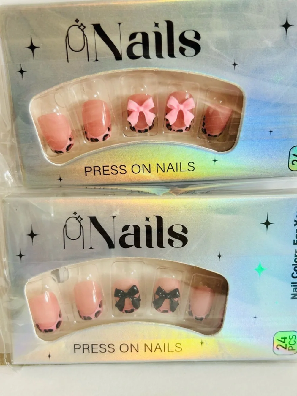 Press-On Pink Bow Accent False
