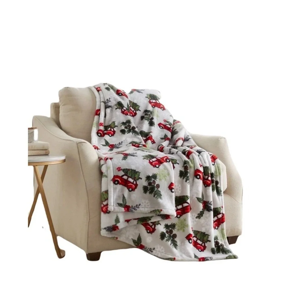 Member's Mark Holiday Wagons Soft & Luxurious Reversible Throw Blanket 60x70