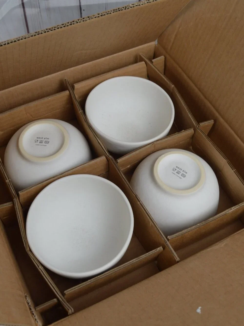 West Elm Kanto Stoneware Condiment Bowls Ice White Set of 4 NEW