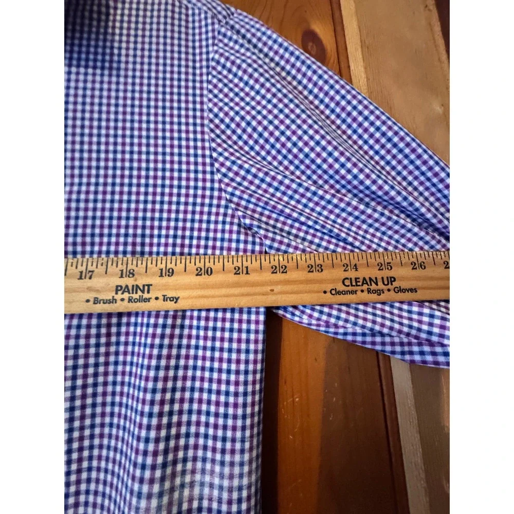 Mizzen+Main Leeward Mens Large Trim Fit Gingham Performance Dress Shirt L-10007