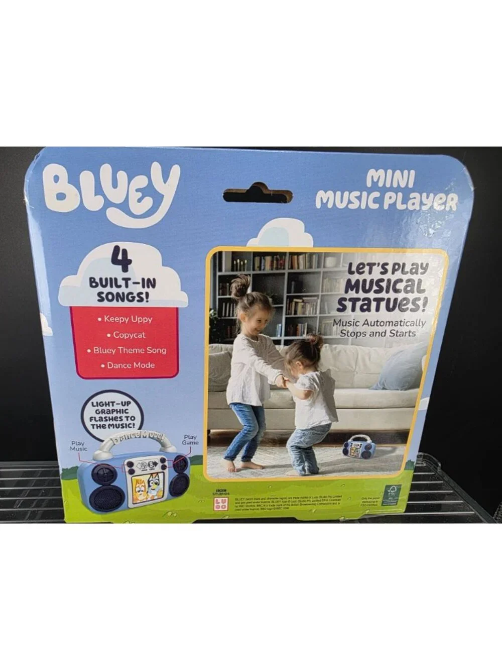Bluey Dance Mode Mini Music Player 4 Built-In Songs Ages 3+