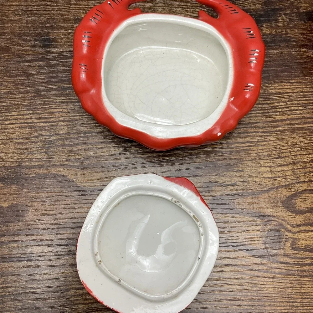 Pair Of Vtg Porcelain Crab Shaped Butter Pot Dishes Ramican From Czechoslovakia