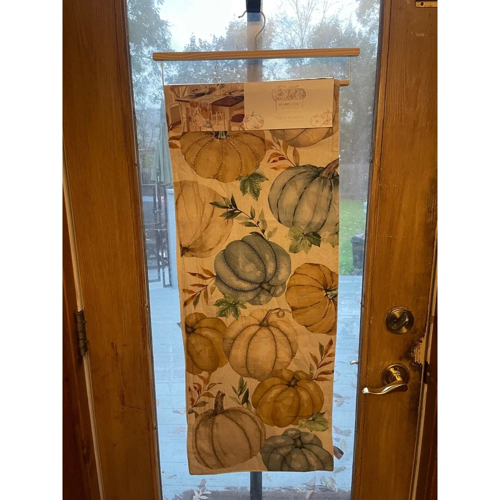 Shabby Chic Pumpkin Table Runner Autumn Fall Thanksgiving 14 x‎ 72