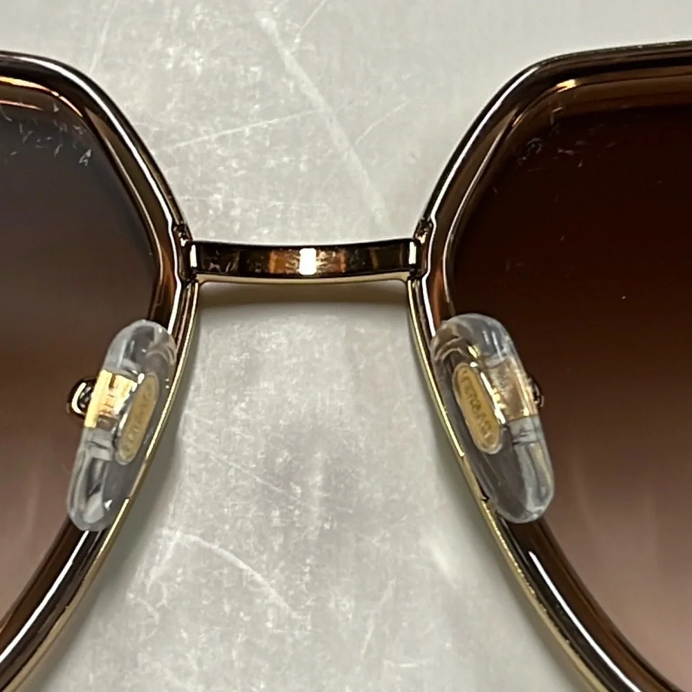 VERSACE AUTHENTIC NIB Gold Medusa Square Brown Fade Sunglasses w/Clamshell Case