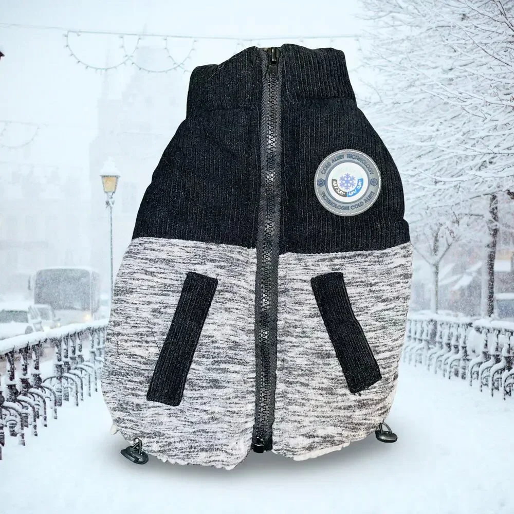 LuvGear Cold Alert Dog Pup Jacket Hoodie XS Gray Insulated Waterproof Pet Winter