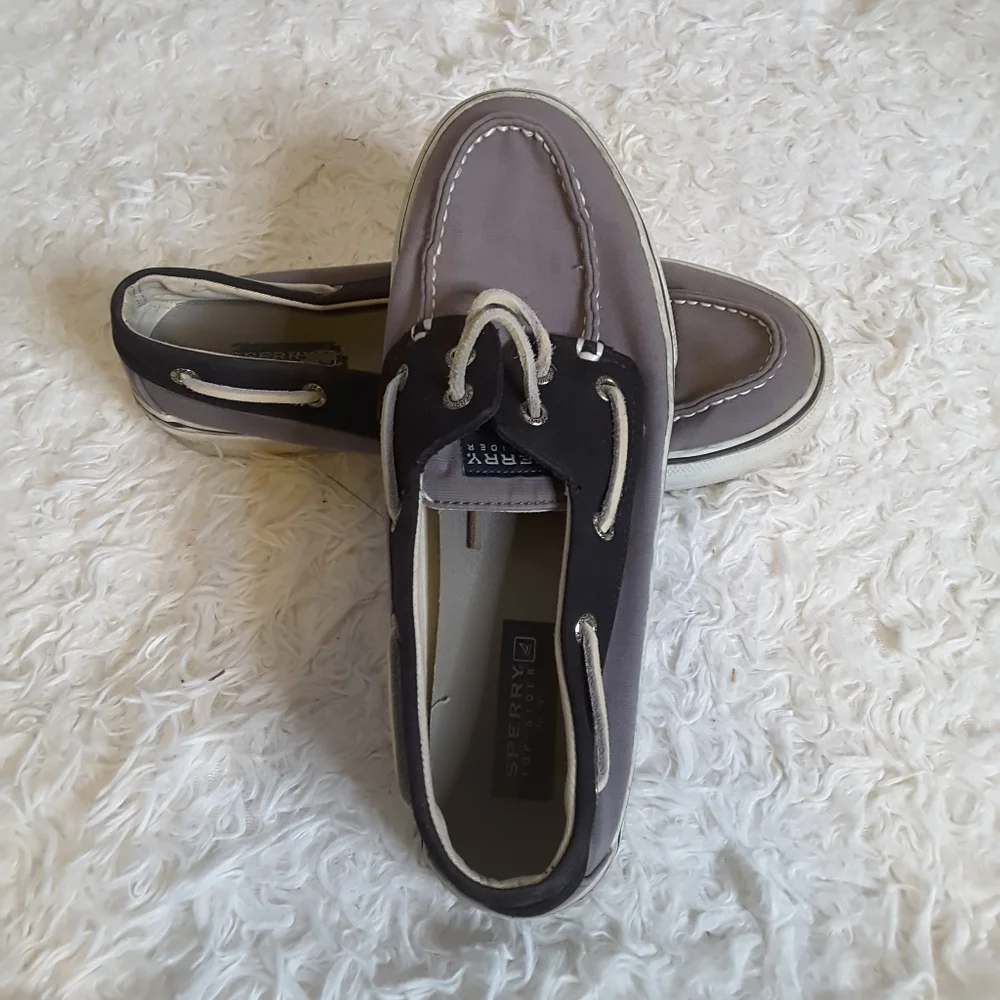 Sperry 0298414 canvas black grey boat shoe 8.5 Mens