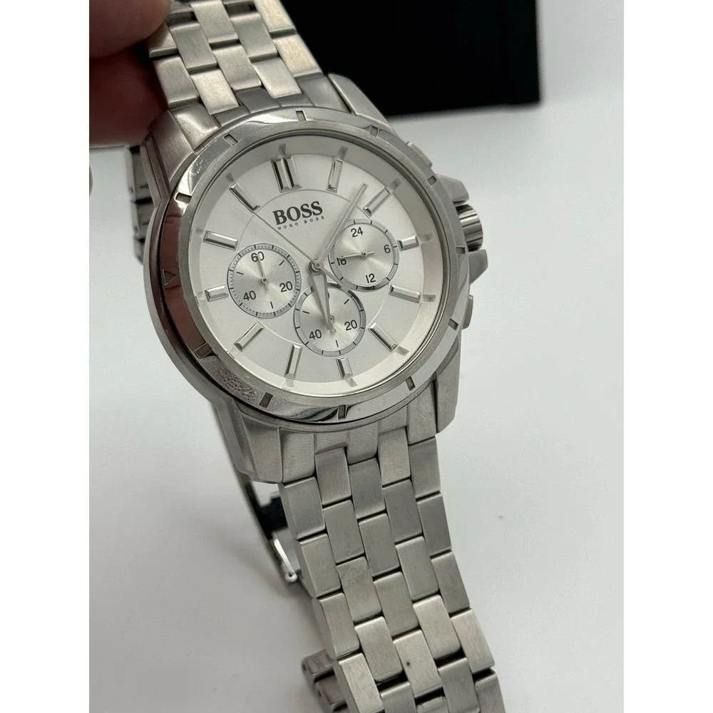 Hugo Boss Men's Stainless Steel Chronograph‎ Watch White Dial Quartz HB197