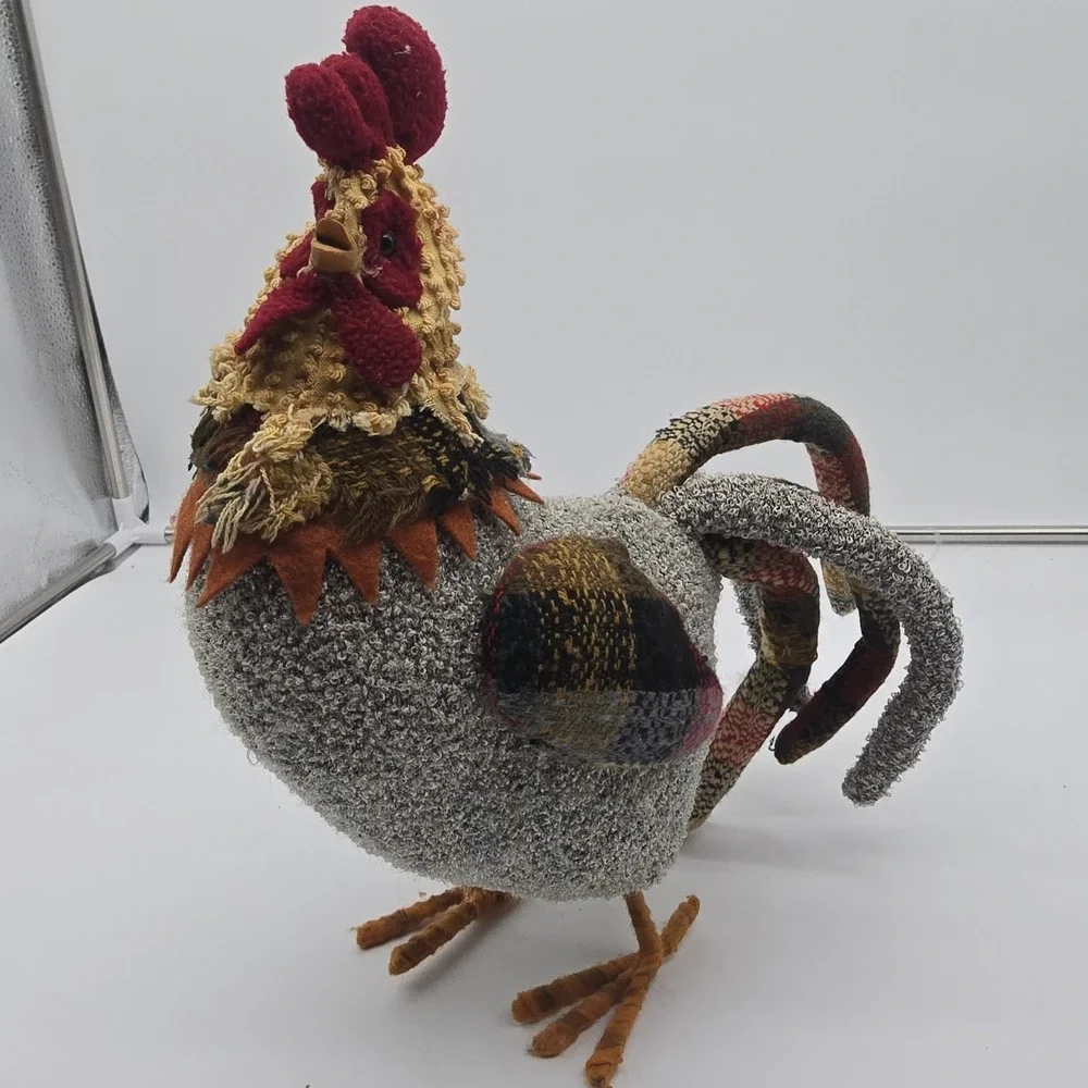 Patchwork Fabric Rooster Chicken Cottage Core Country 13 X 13 Decorative
