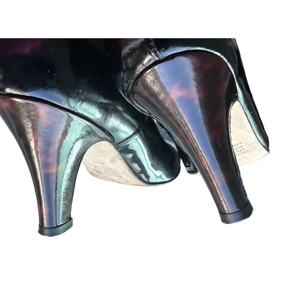 Anyi Lu Women’s Black Patent Leather Tortoise Shell Emily‎ Pumps Size 7.5