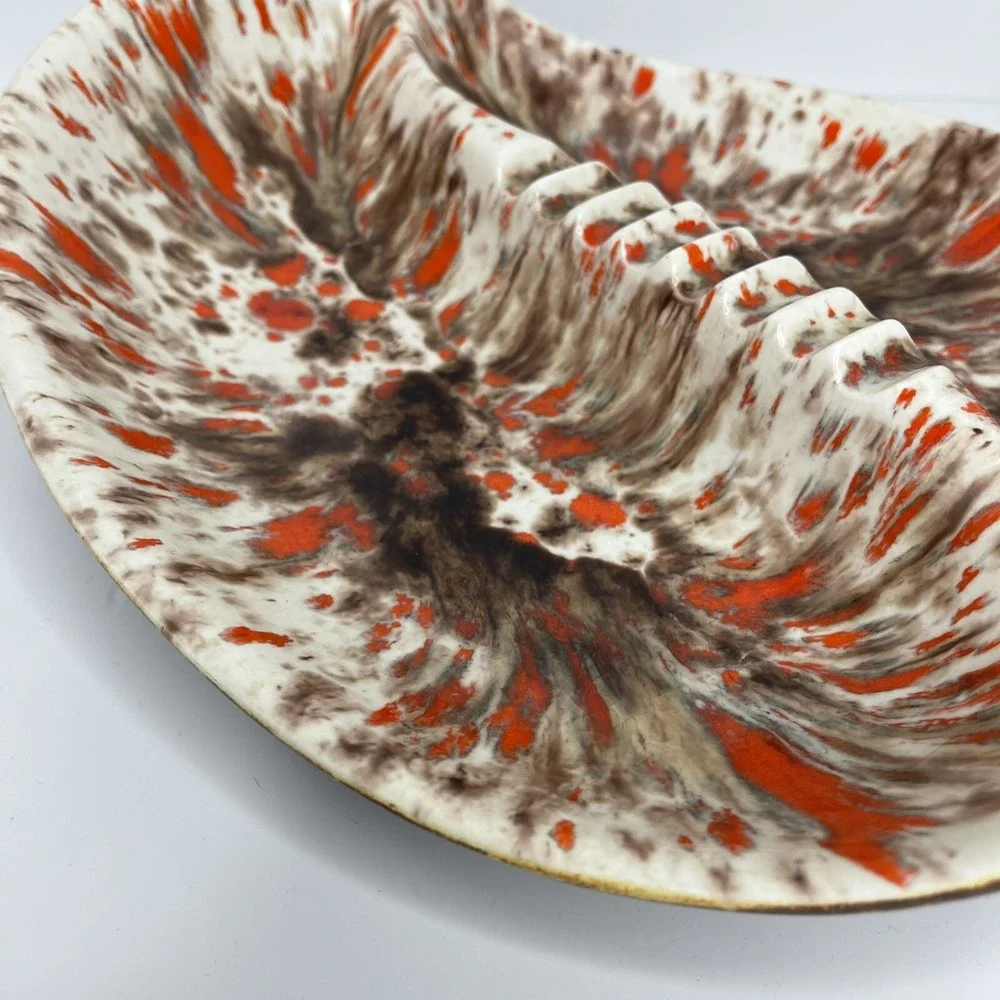 Mid Century Retro Boomerang‎ Large Table Ashtray Atomic Speckled Geometric Vtg