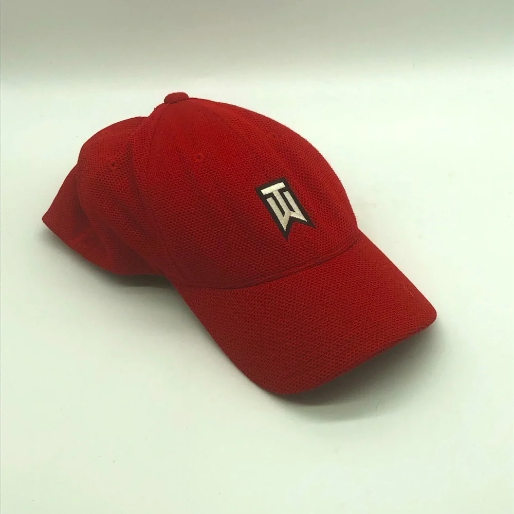 Nike Golf Tiger Woods Hat Red Activewear Stretch Outdoor Casual Cap