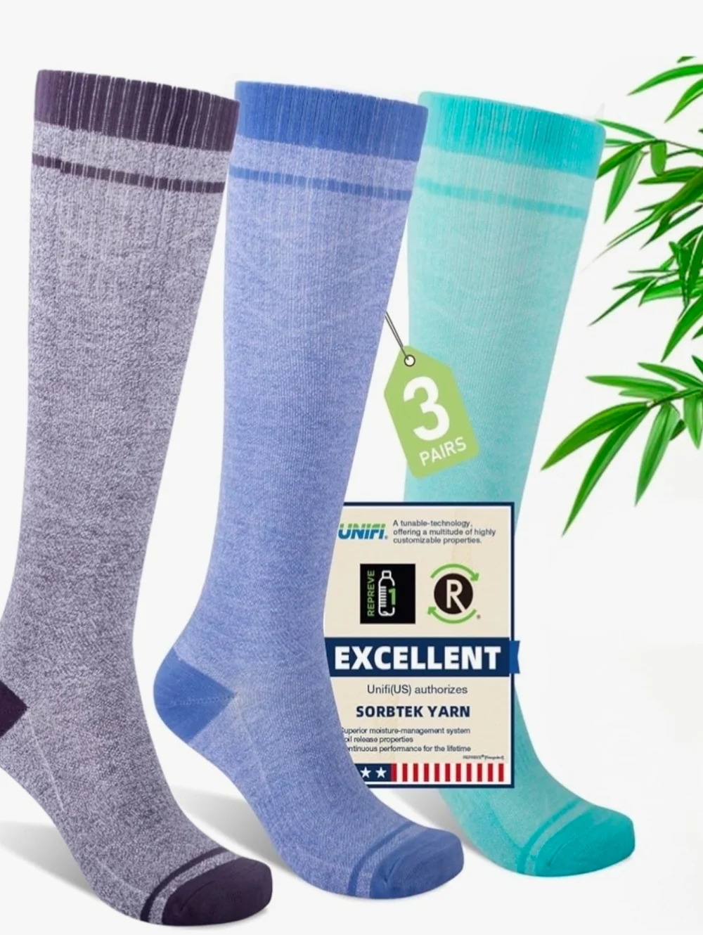 Compression Socks Women & Men, 15-20 mmHg Bamboo Viscose Knee High Soft Support