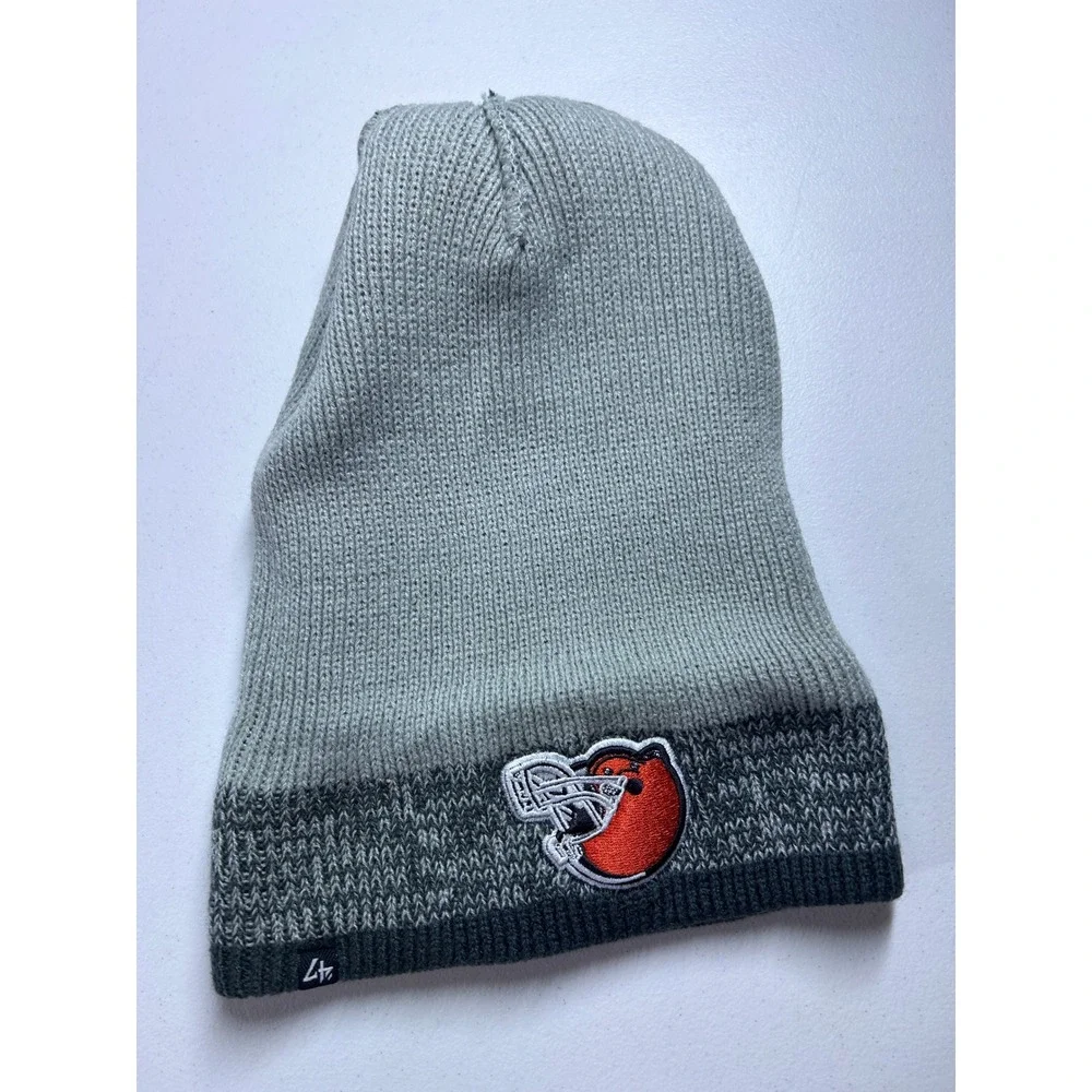 Cleveland Browns '47 NFL Knit Beanie Pom Gray Stripes Football Winter Hat NEW