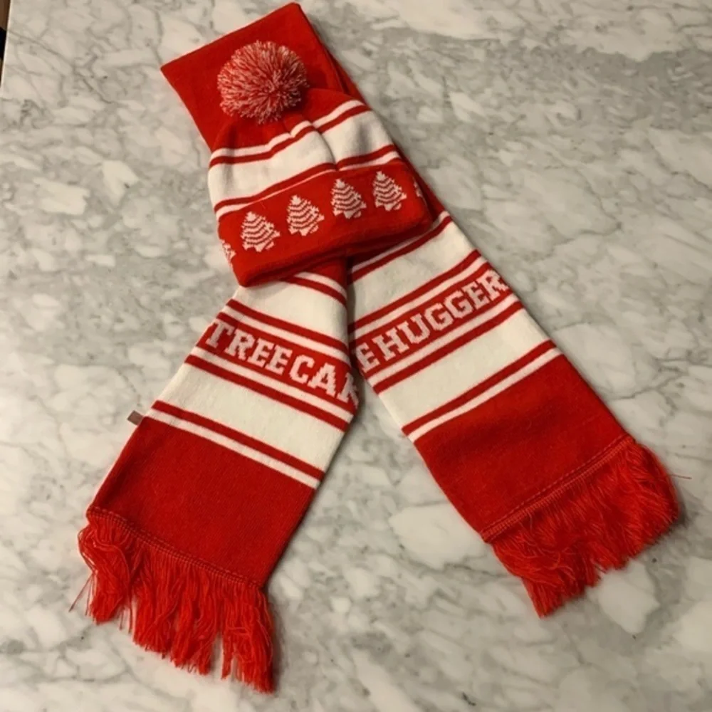 Little Debbie Christmas tree cake novelty beanie/scarf combo