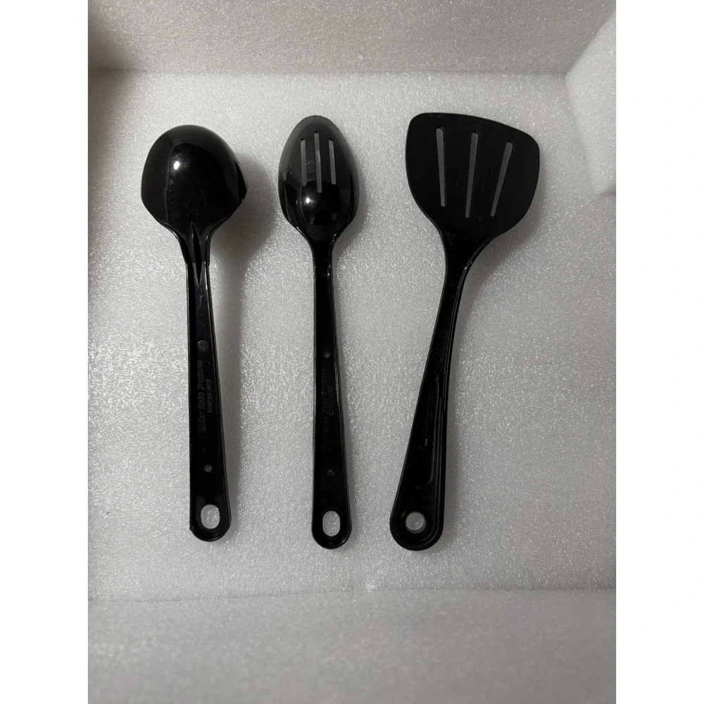 Taylor Made Product Black Slotted Spoon Set Made In USA Vintage