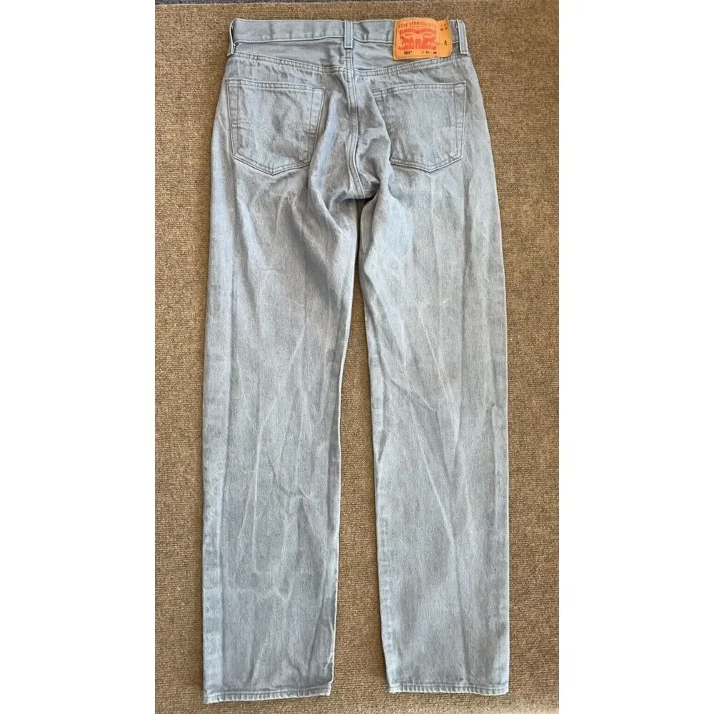 Levis 501 Jeans Mens 33x36 Button Fly Straight Leg Y2K Gray Wash Original Denim
