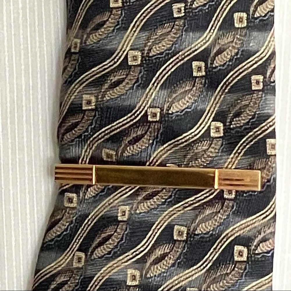 Vintage Gold-Tone Engravable Tie Bar and Cuff Links Set