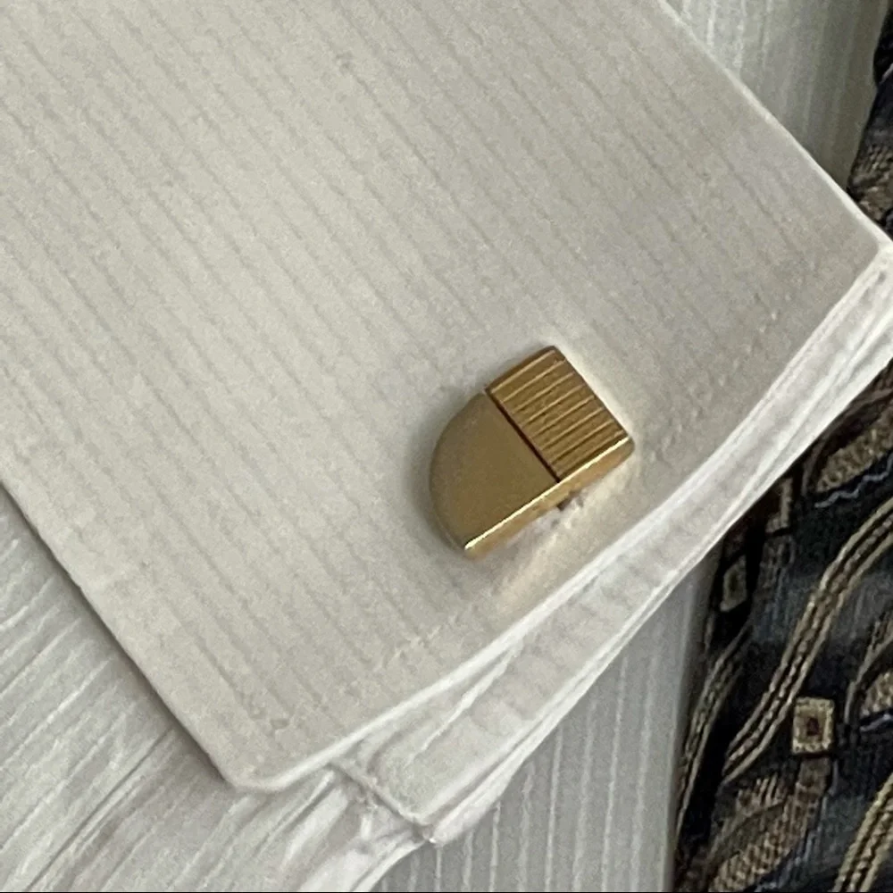 Vintage Gold-Tone Engravable Tie Bar and Cuff Links Set