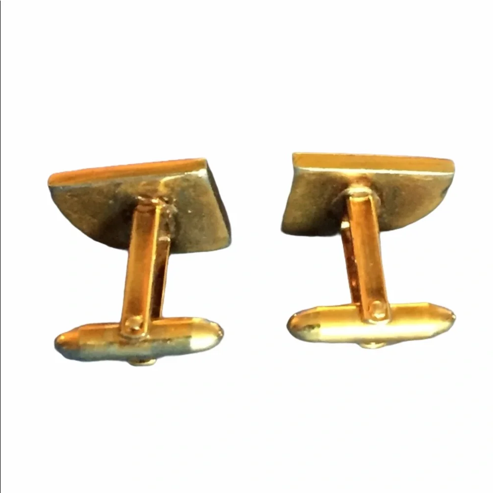 Vintage Gold-Tone Engravable Tie Bar and Cuff Links Set