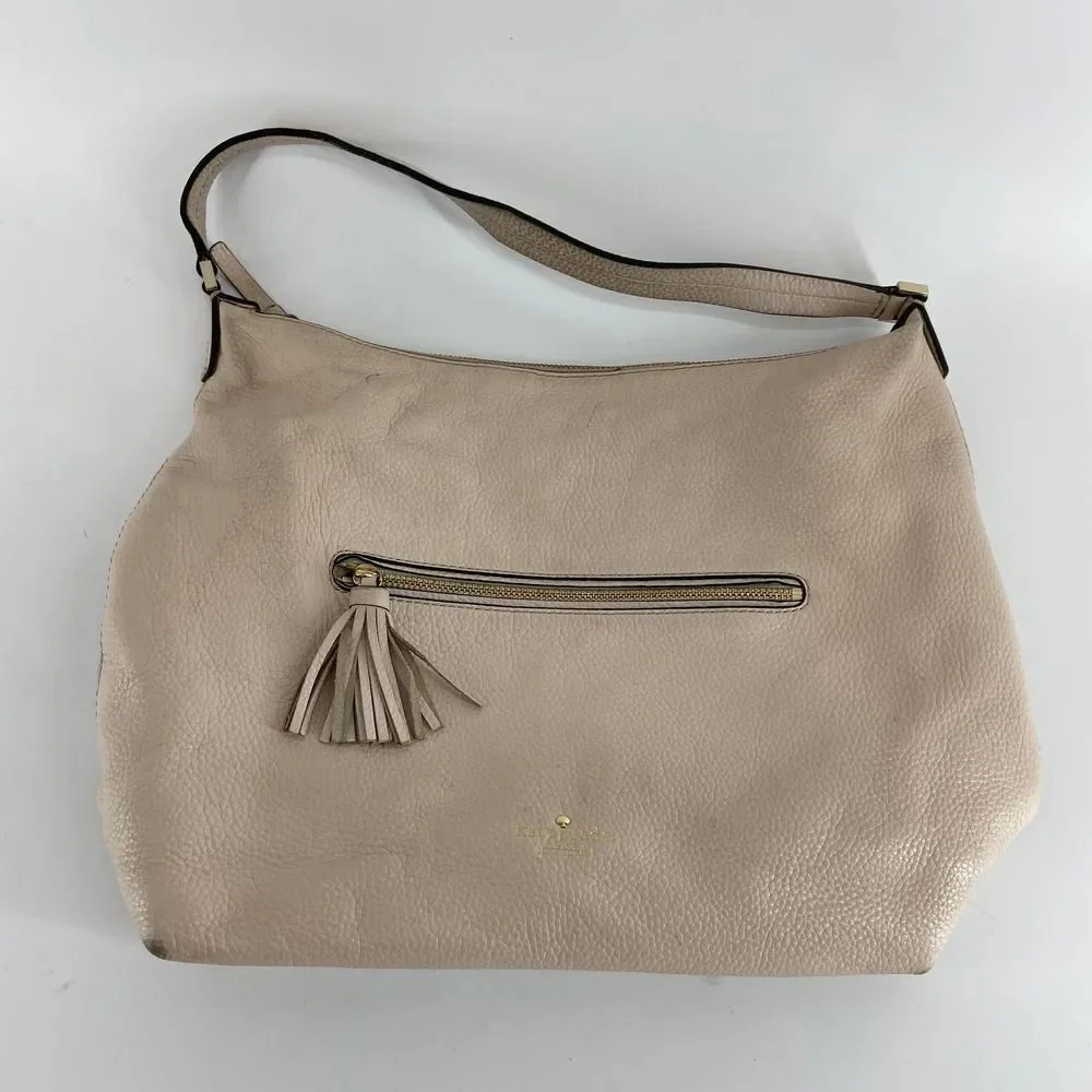 Kate Spade Cream Pebble Leather Boho Shoulder Bag Purse