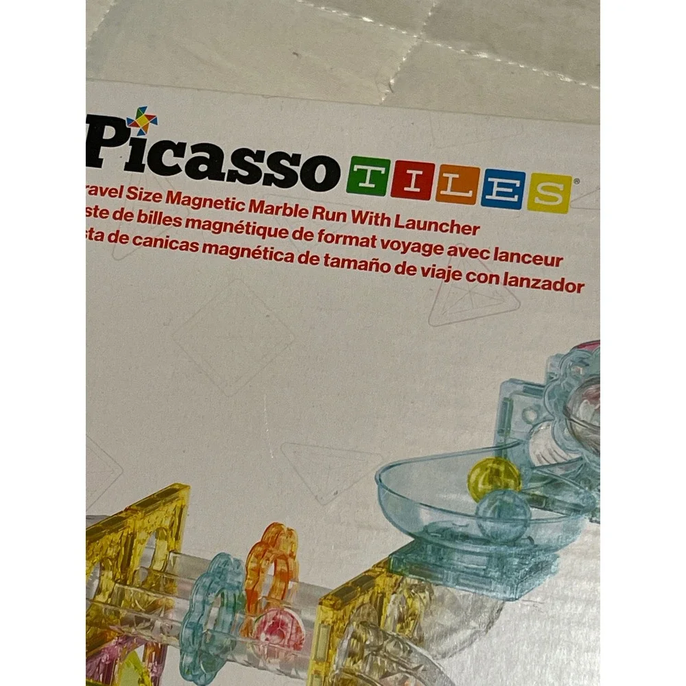 PicassoTiles 80 Piece Travel‎ Size Magnetic Marble Run With Launcher PTMG80