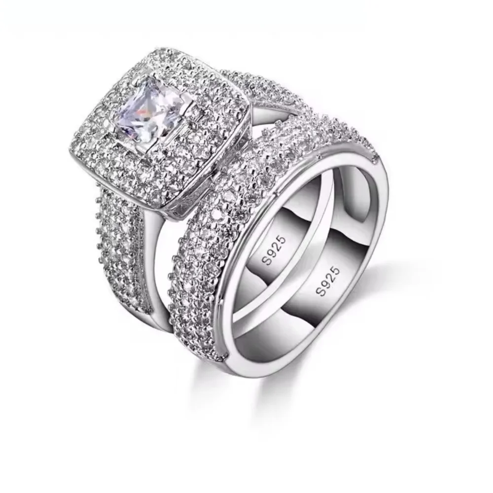 Silver Halo Ring Set