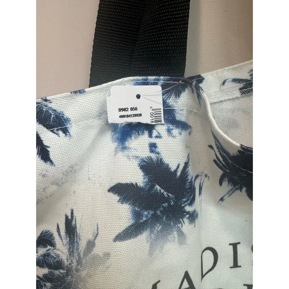 MADISON SUPPLY Canvas Tote Grocery Beach Tote Blue White NWT
