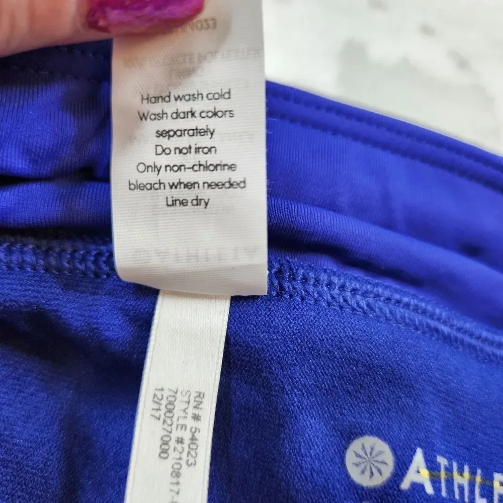 NWT Athleta Blue High Neck Keyhole Bikini Side Tie Bottom Sz XL