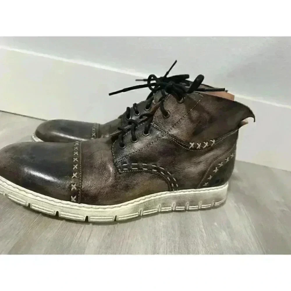 RED|STU Mens Distressed Leather Lace Up Ankle Boots Size 10 USA