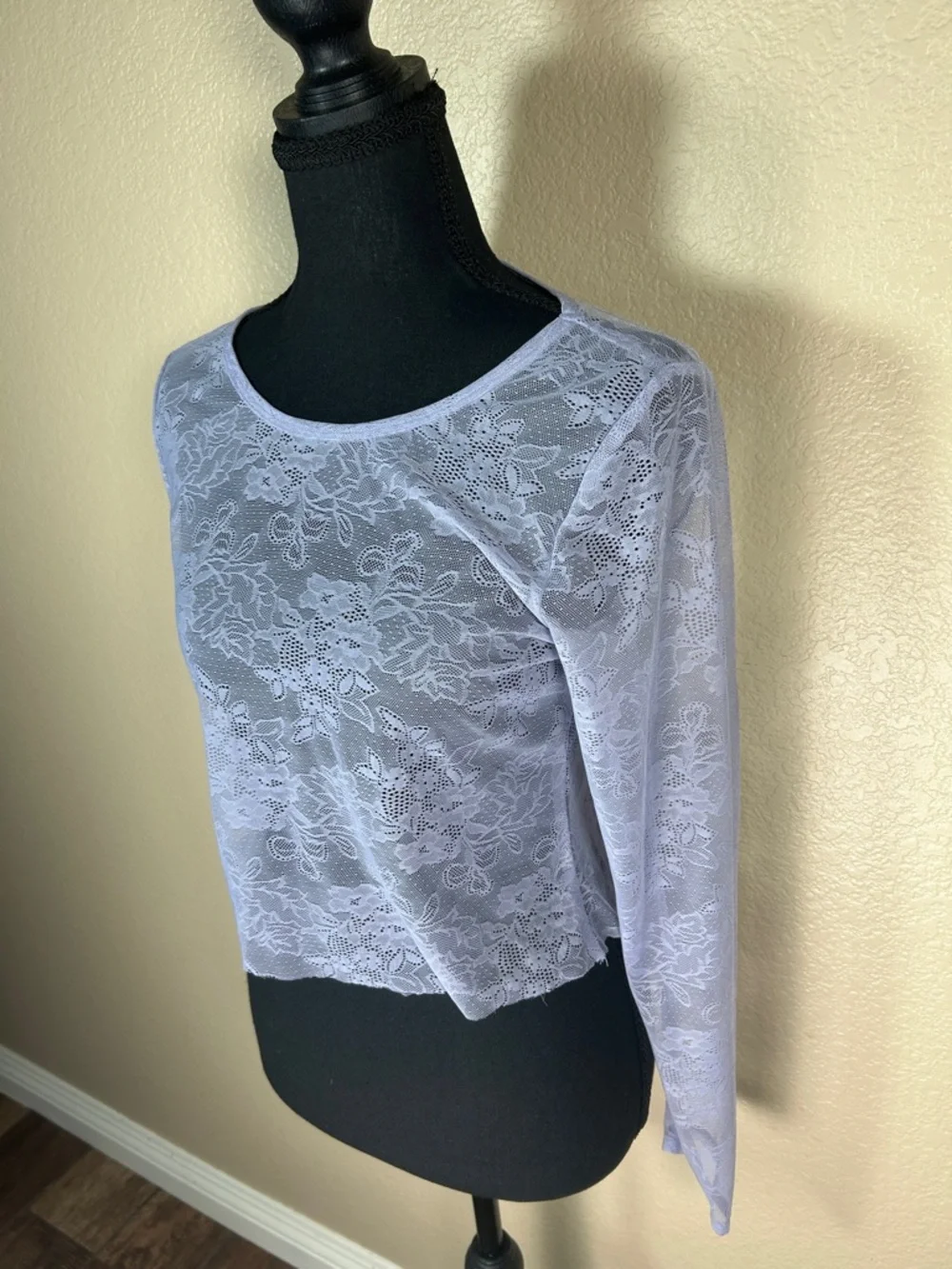 Anthropology Lavender Lace Long Sleeve Blouse | Size L