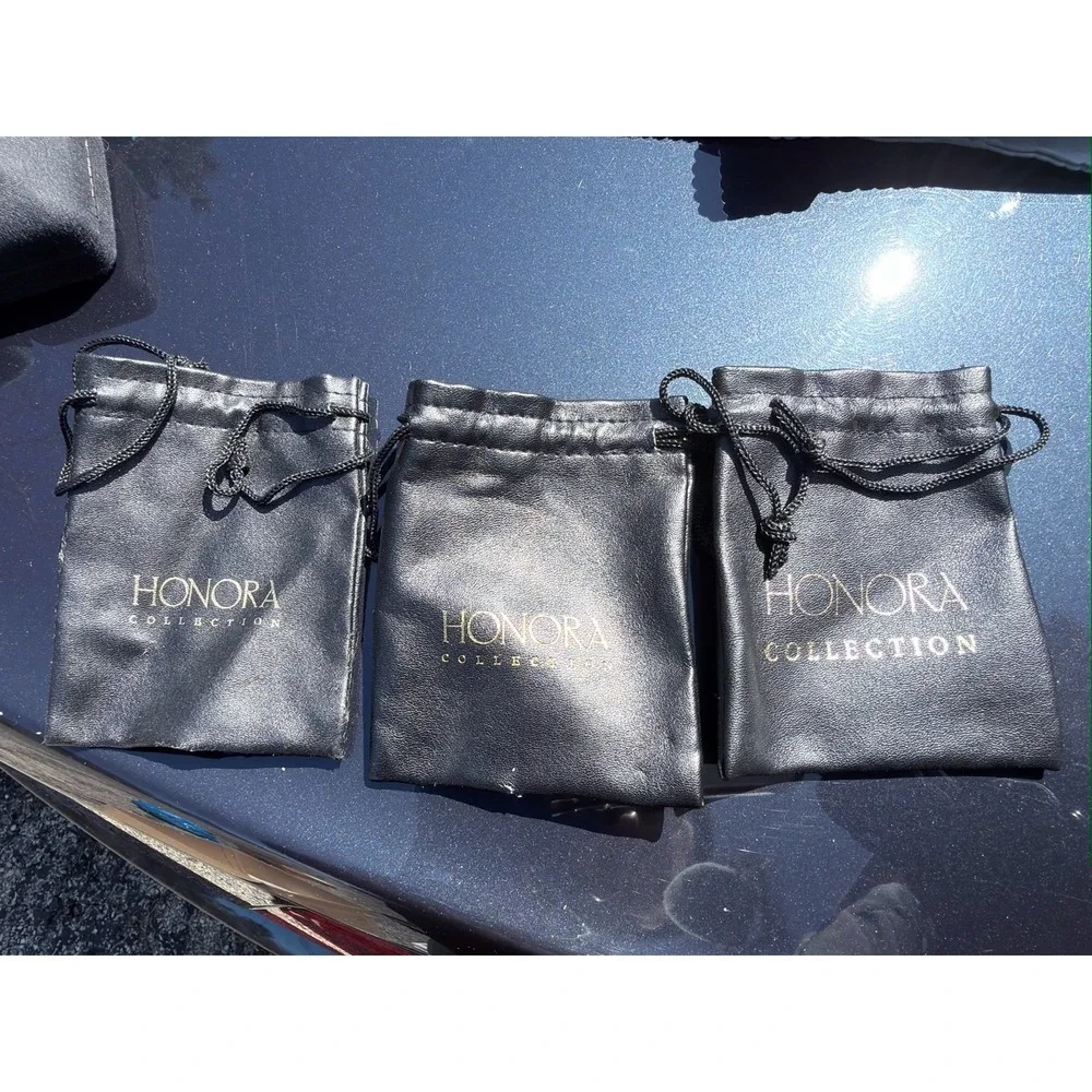 Lot 3 Honora Collection Jewelry Pouches Black Drawstring Storage Bags
