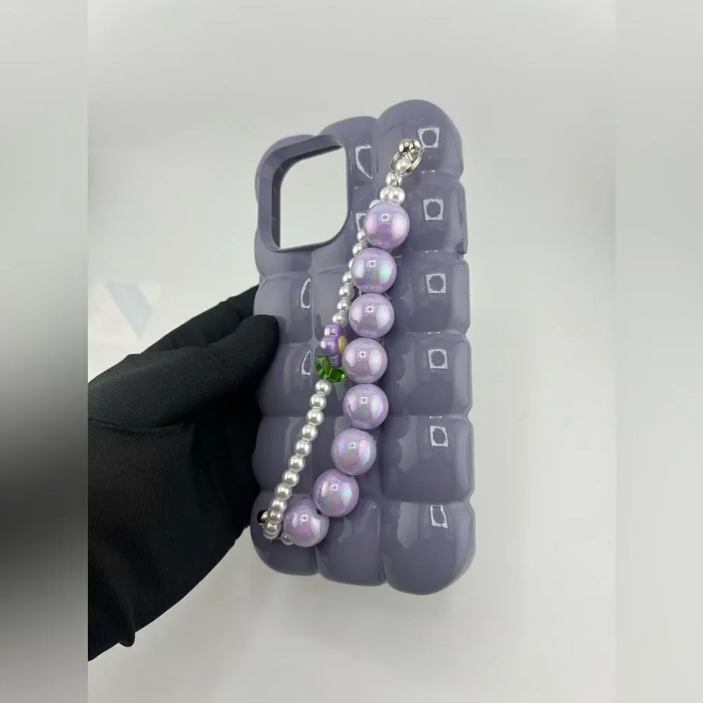 Luxury Pearl Bracelet Chain 3D Ice Lattice Case For iPhone
