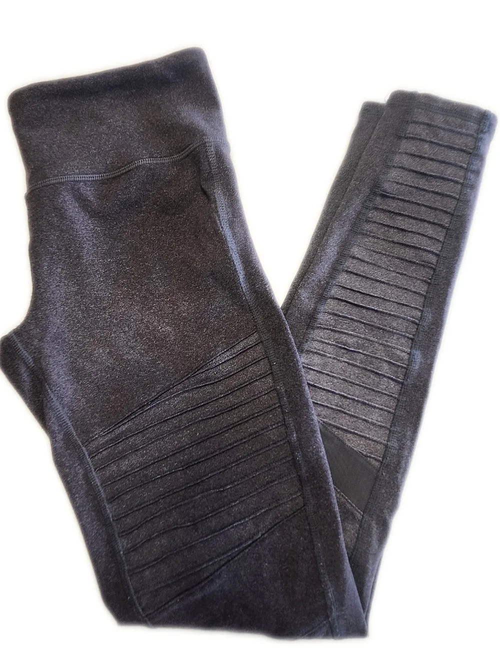 Alo Mid Rise Full Length Moto Legging In Airsoft Charcoal/Maroon, M
