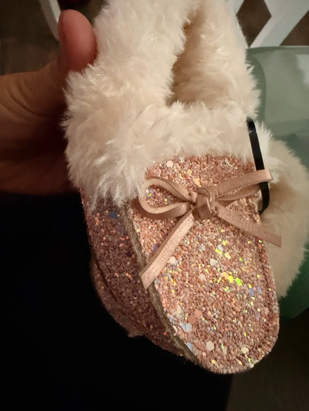 Girls Sparkle Pink Faux-Fur toddler Shoes