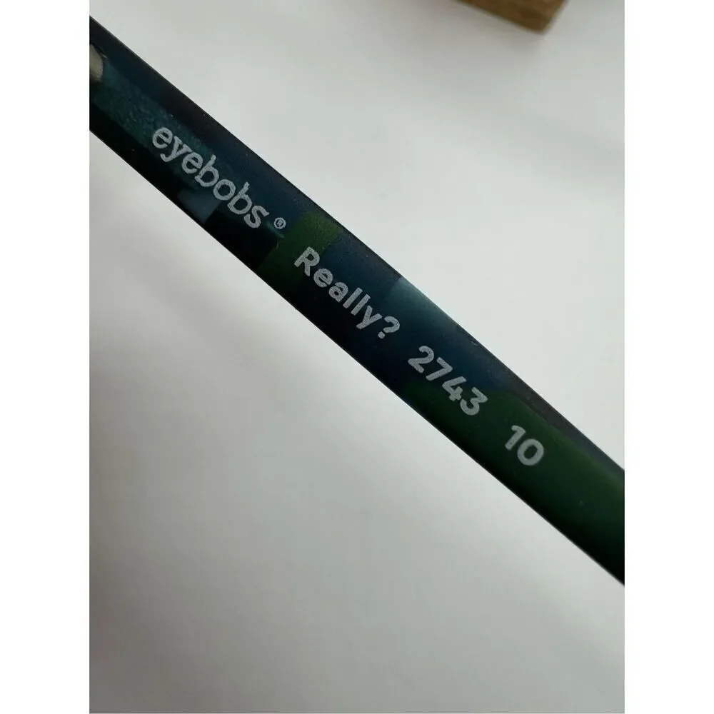 eyebobs Really? reading glasses strength 1.00 blue green pattern new without cas