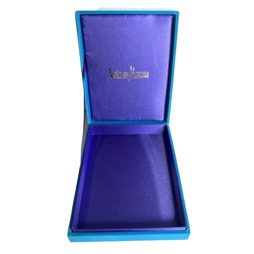 Neiman Marcus Empty Gift Box Aqua Blue Turquoise Velvet 9.5