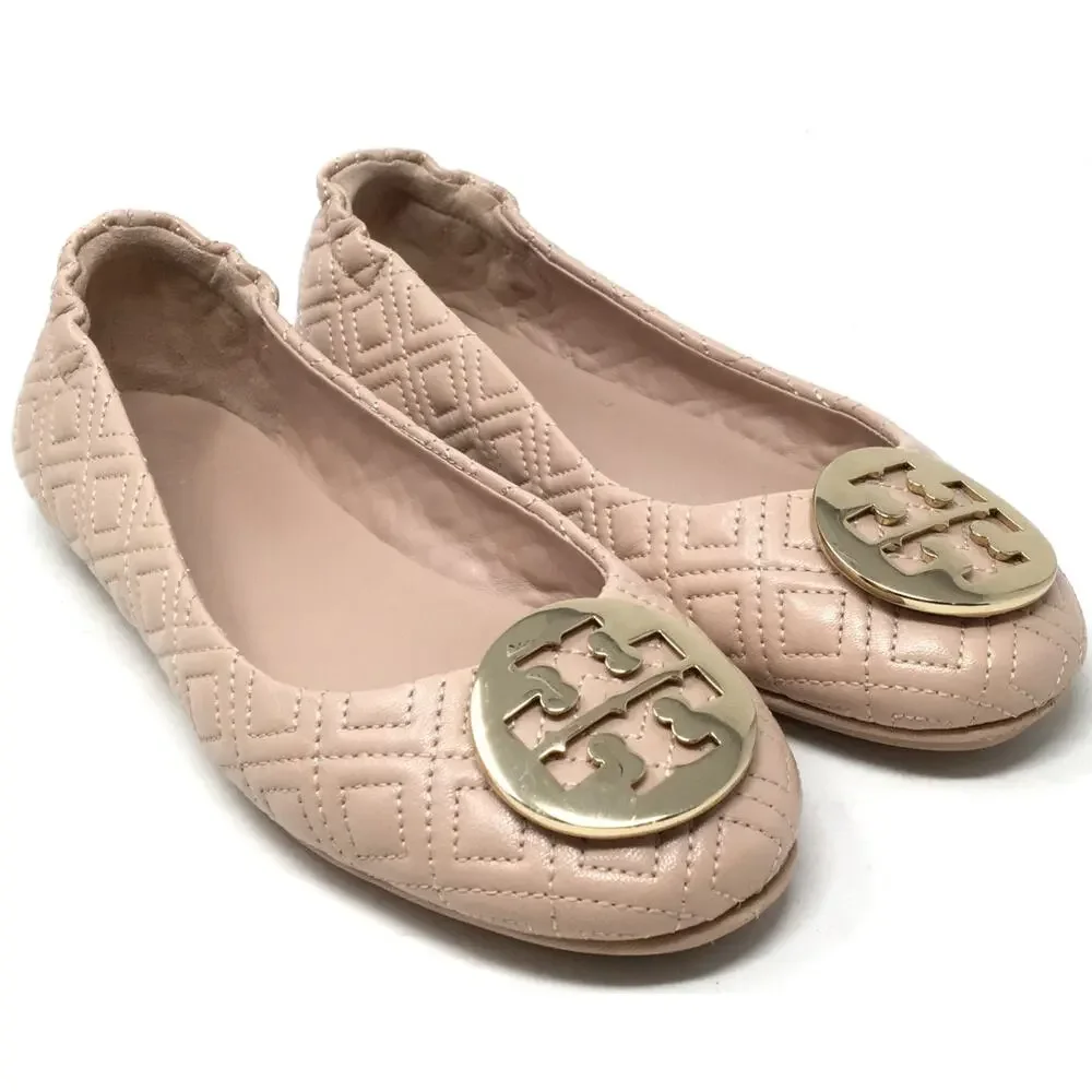 Tory Burch Quilted Minnie Women's Size 7M Light Pink Ballet Flat Slip-On Shoes