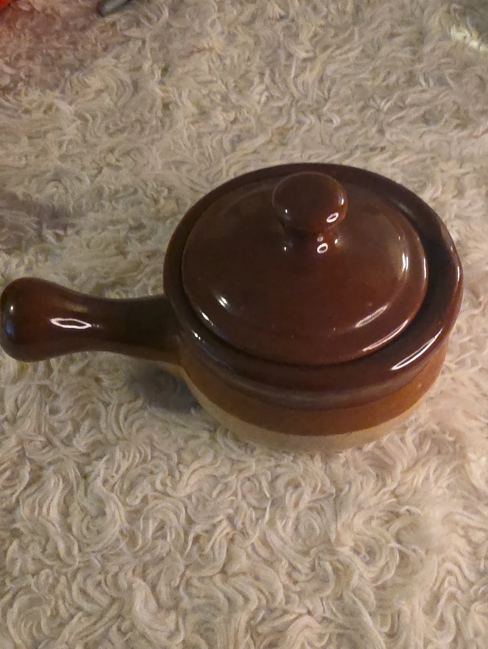 Brown Ceramic Covered Saucepan with Handle - Classic Kitchen Serving Pot