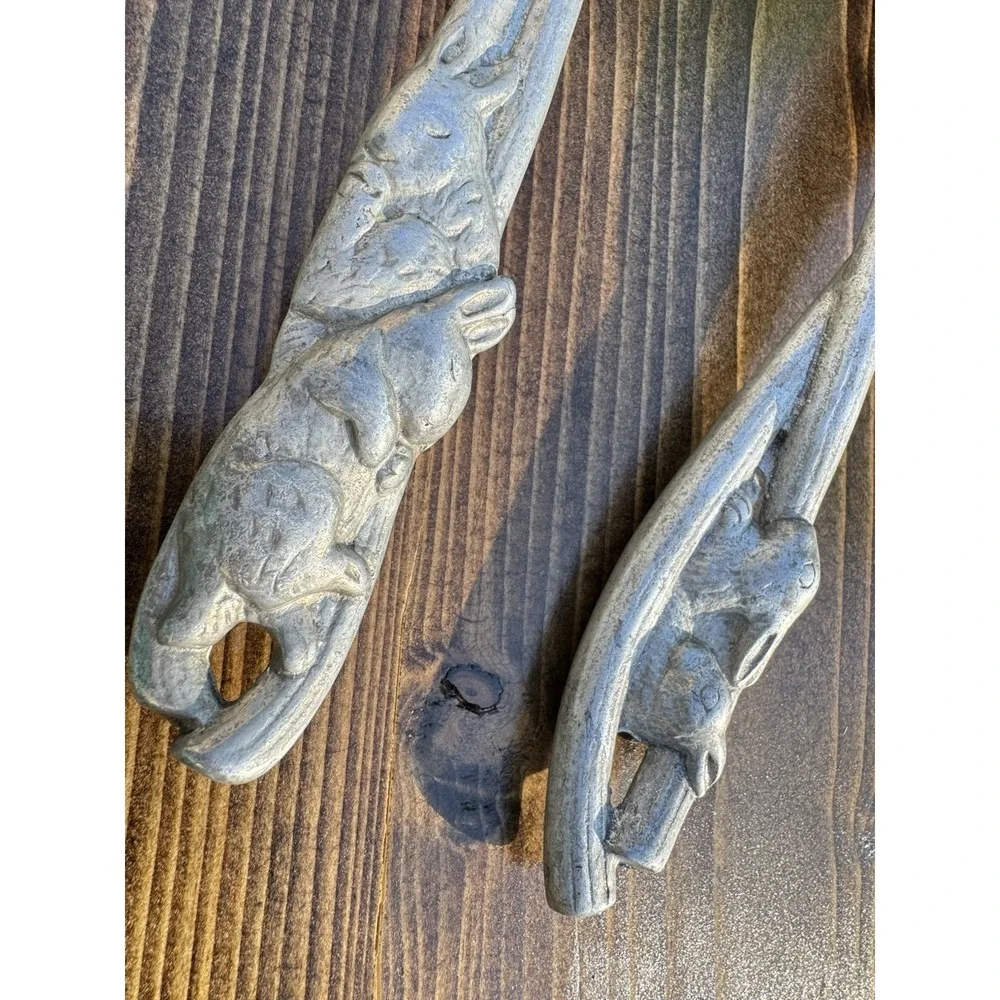 Arthur Court Bunny Rabbit Salad Serving Set Spoon Fork Aluminum Vintage 1991