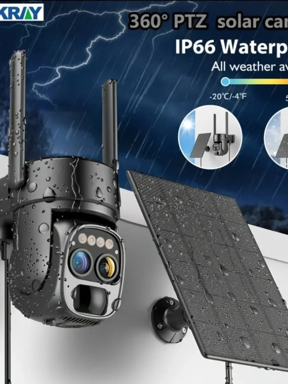 NEW FHD WiFi Camera With Spotlight Alarm, Solar Panel Battery