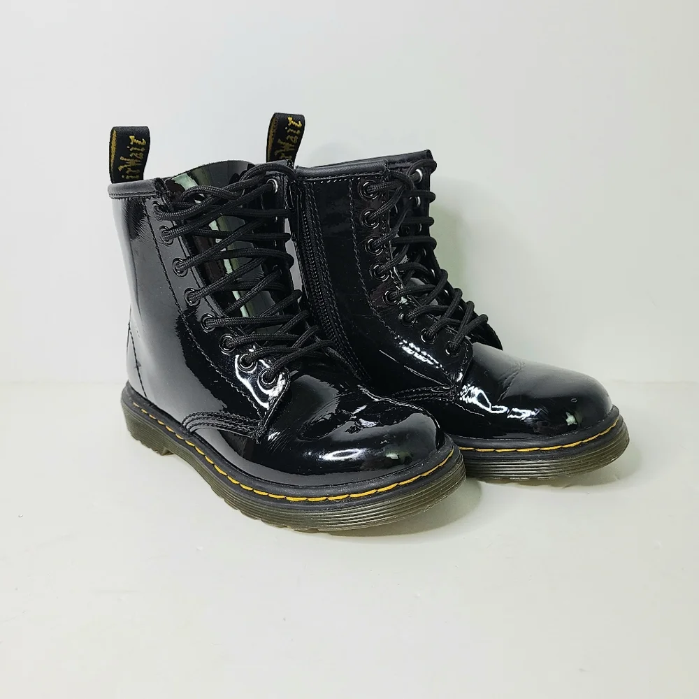 Dr. Martens Junior 1460 Patent Leather Lace-Up Boots