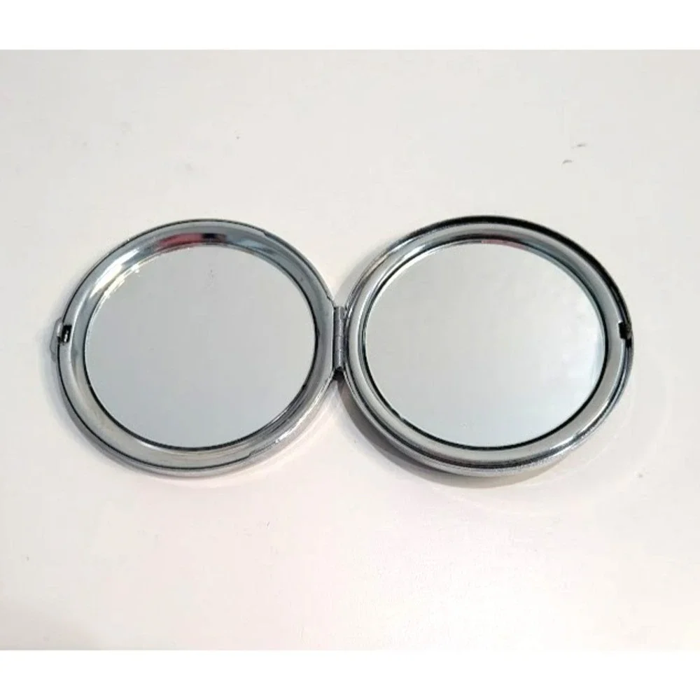 Brighton Heart Red and Black Leather Metal Dual Mirror Compact Stitching Y2K