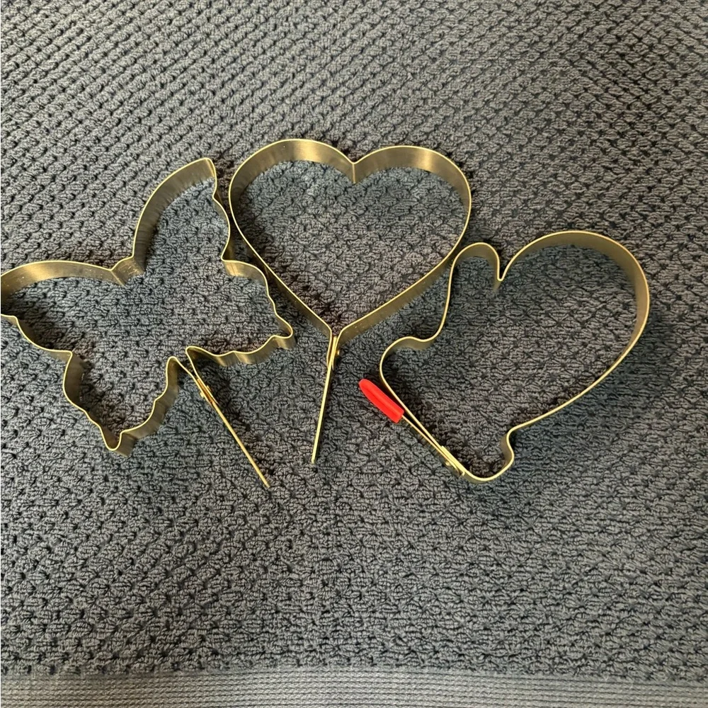 3 Older Metal Pancake/Cookie Treat Cutters - Mitten, Heart & Butterfly
