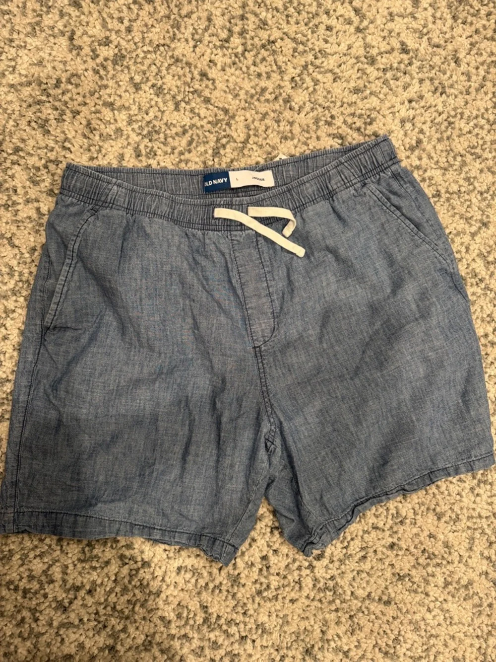 Old Navy Light Chambray Men’s Drawstring Athletic Shorts - Blue